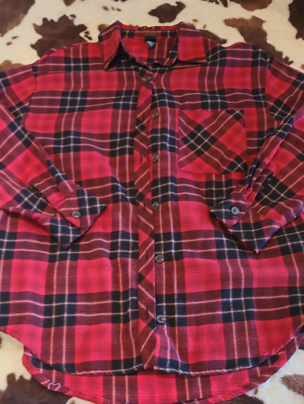 wild fable Red and Black Plaid Button-Down Shirt